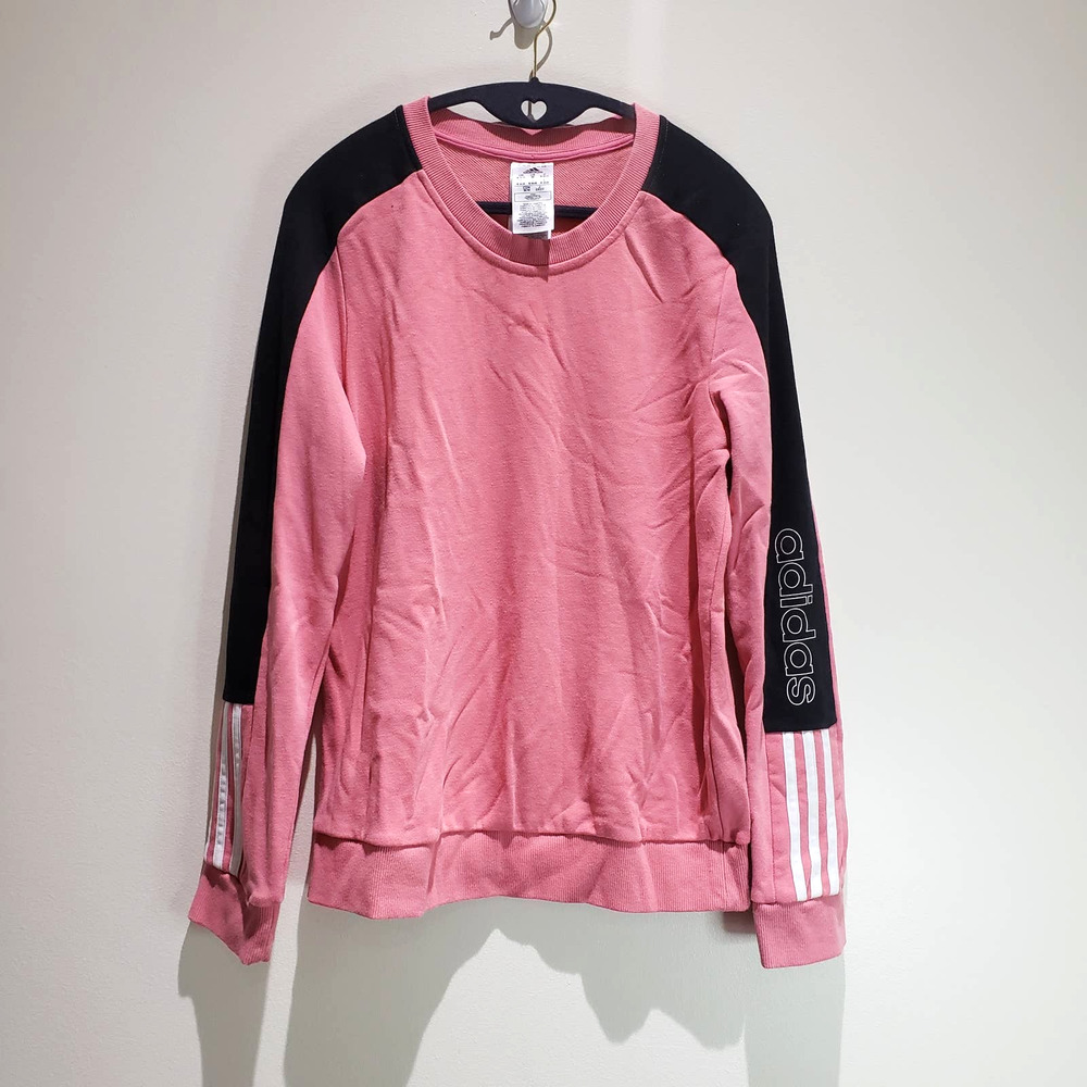 Adidas Sweatshirt Women's Medium Colorblock Linear Soft Fleece Striped Logo